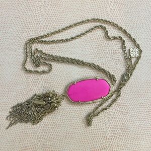Kendra Scott Pink Fuchsia Rayne Gold Pendant Tassel Necklace